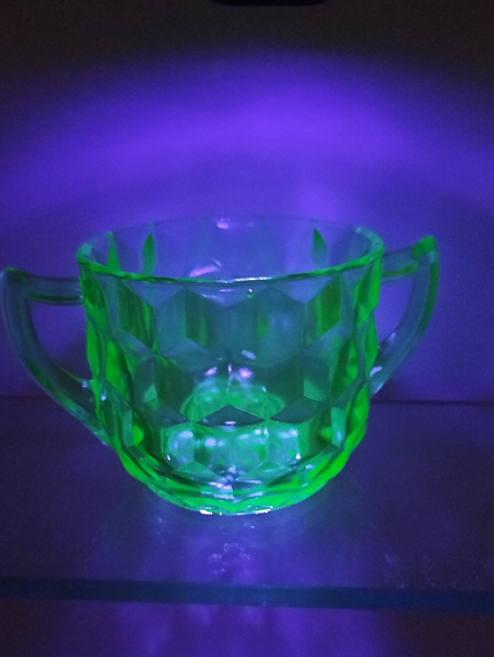 Uranium Depression Glass Sugar & Creamer Set Vintage - Picture 3 of 11